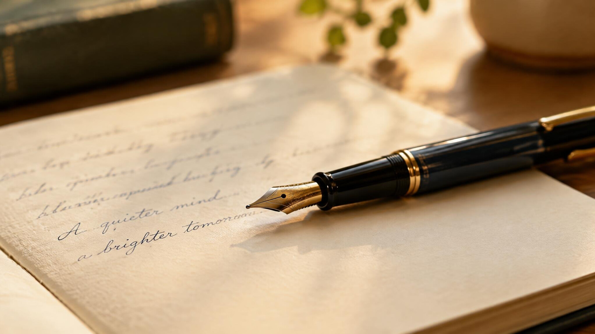 Pen writing on a notebook page